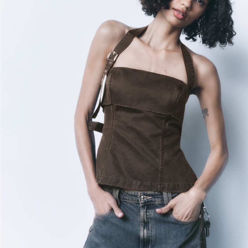 Zara halter waxed top WORN ONCE